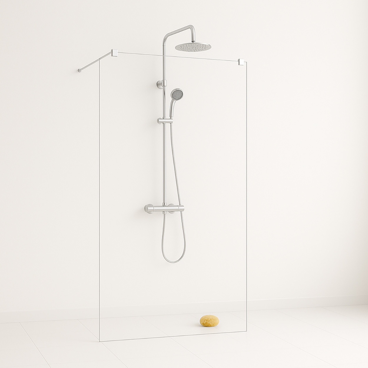 Wiesbaden Free Vrijstaande Inloopdouche 140cm - 8mm Nano Blank Glas